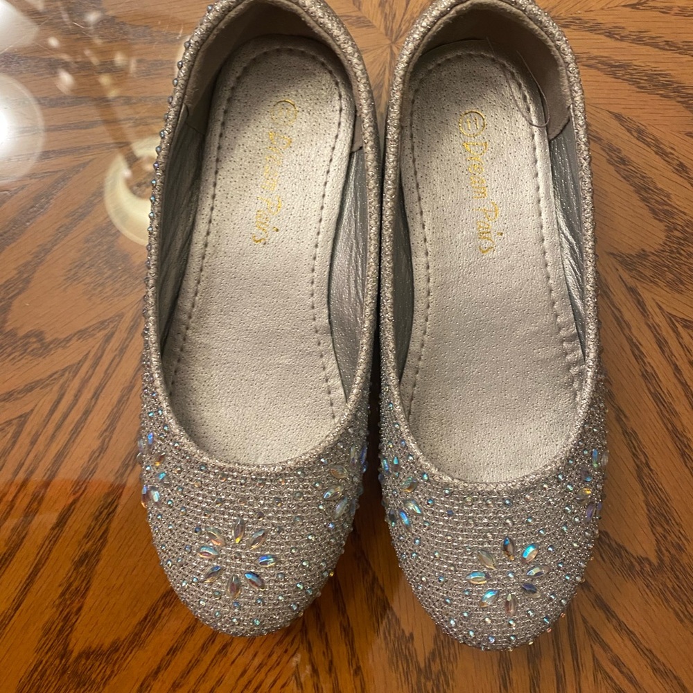 Sparkling Silver Beaded Kids Dress Shoes
